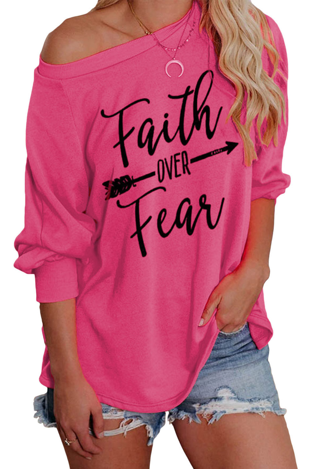 Camisa Faith OVER Fear Rose
