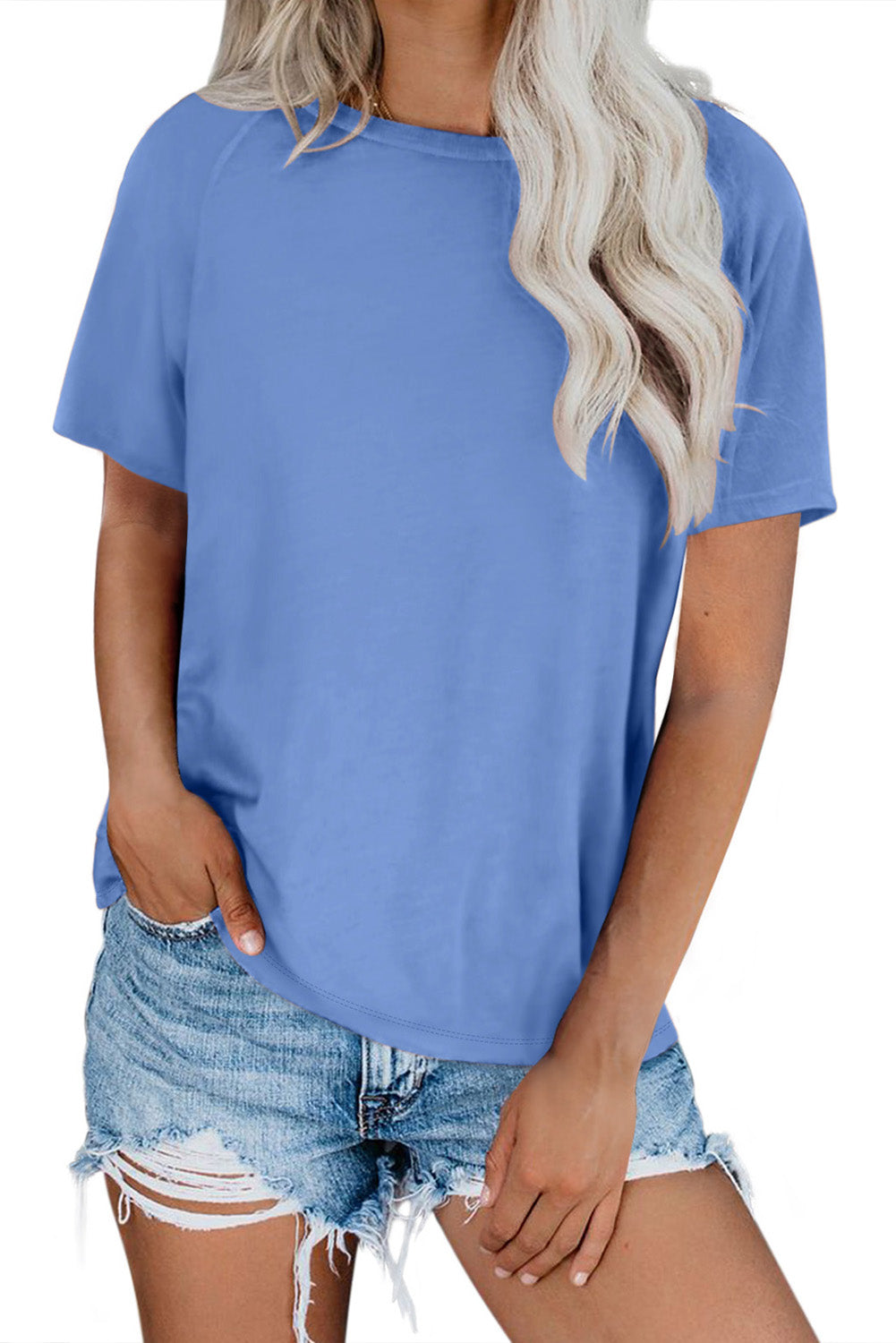 Camiseta con cuello redondo y manga raglán