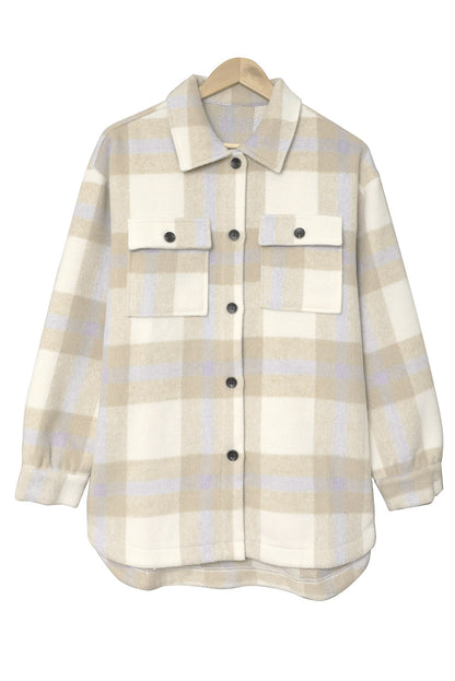 Veste à carreaux avec poche pour femme