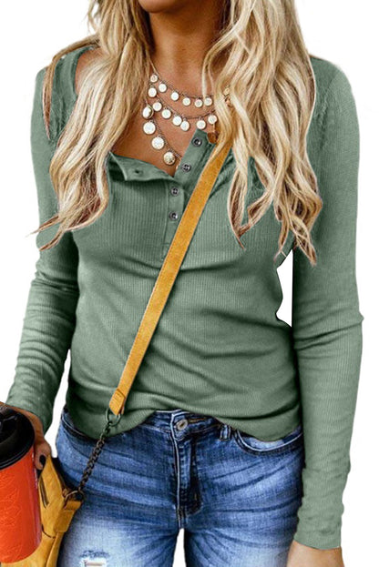 Haut slim côtelé uni avec bouton 