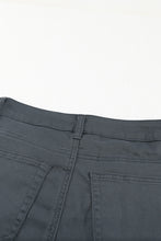 Plain High Waist Buttons Frayed Cropped Denim Jeans