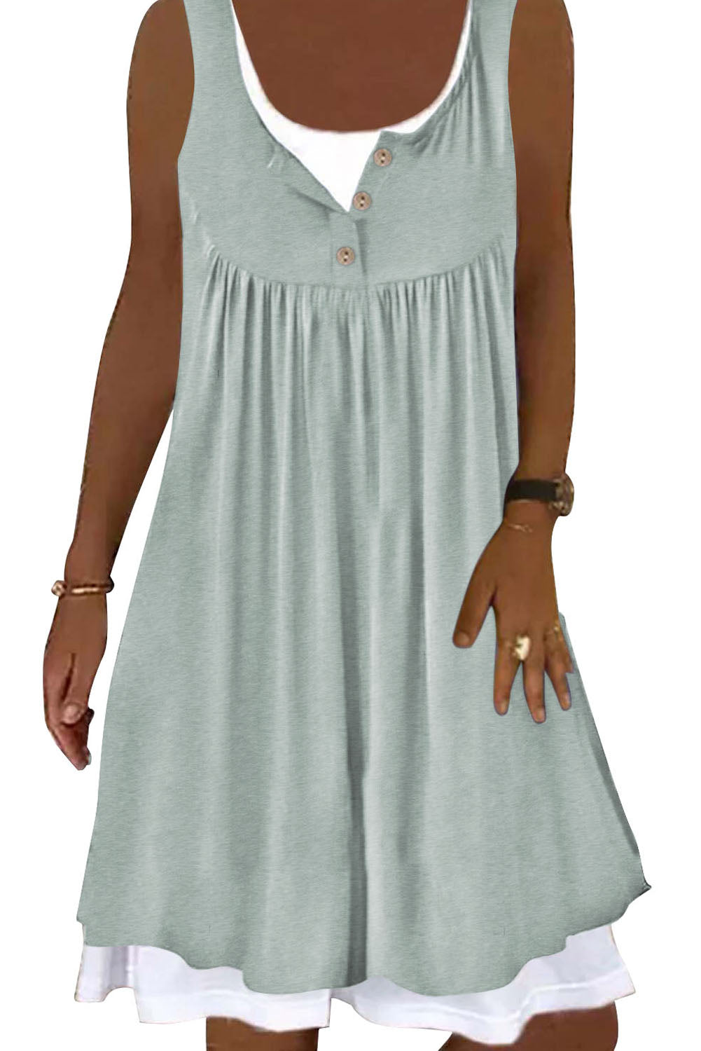 Mini-robe sans manches en deux pièces à volants 