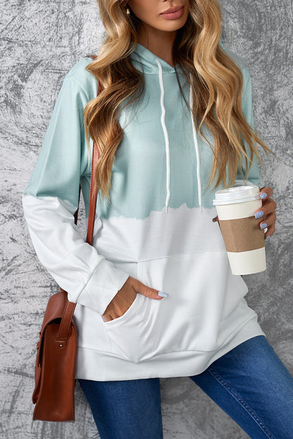 Dip-Dye Colorblock Drawstring Hoodie with Pockets