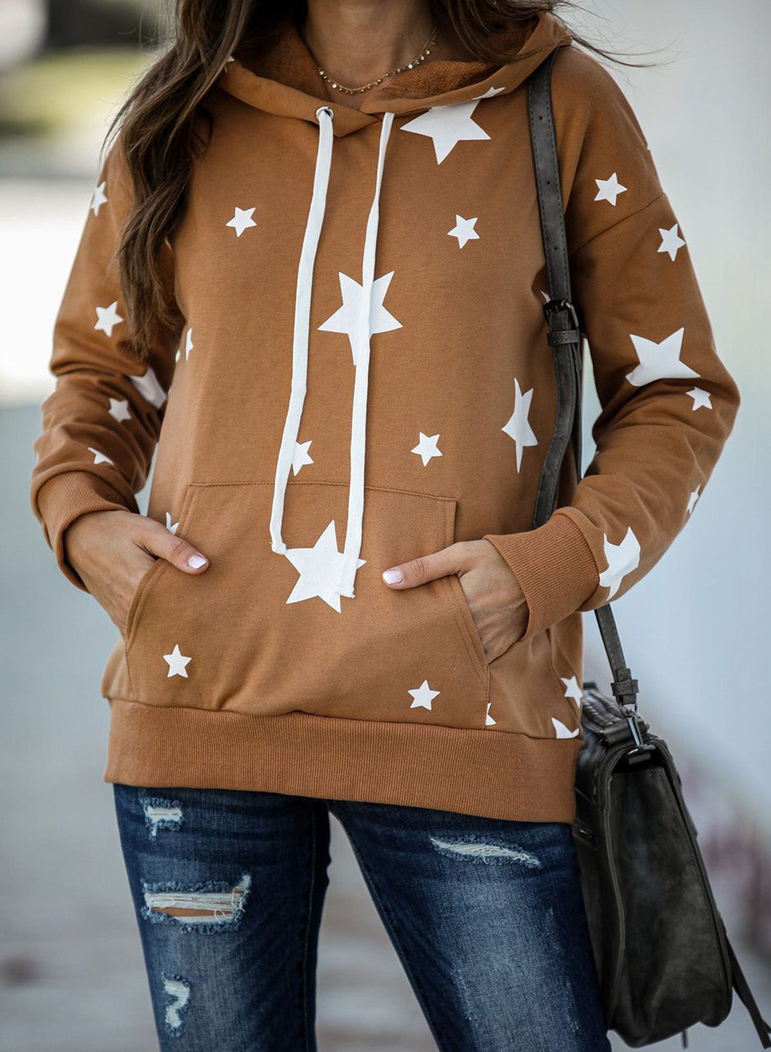 Sudadera de mezcla de algodón con capucha y estrellas