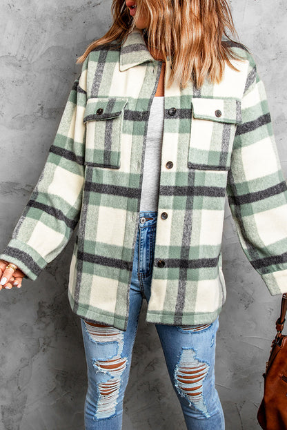 Veste à carreaux avec poche pour femme