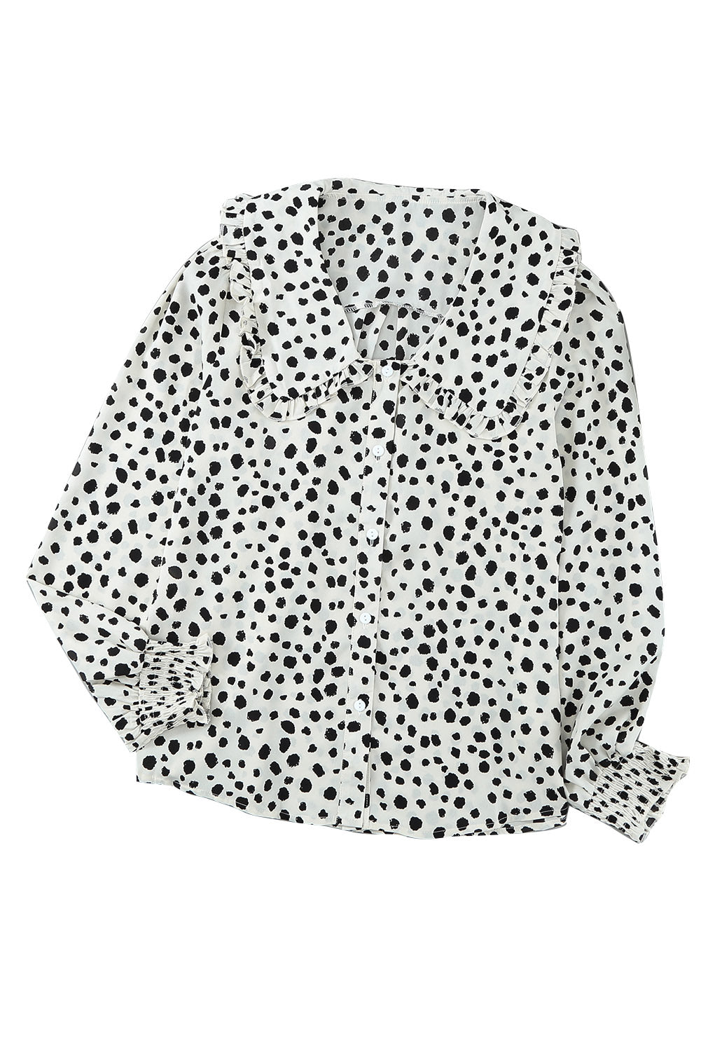 Blusa con manga farol y volantes de lunares