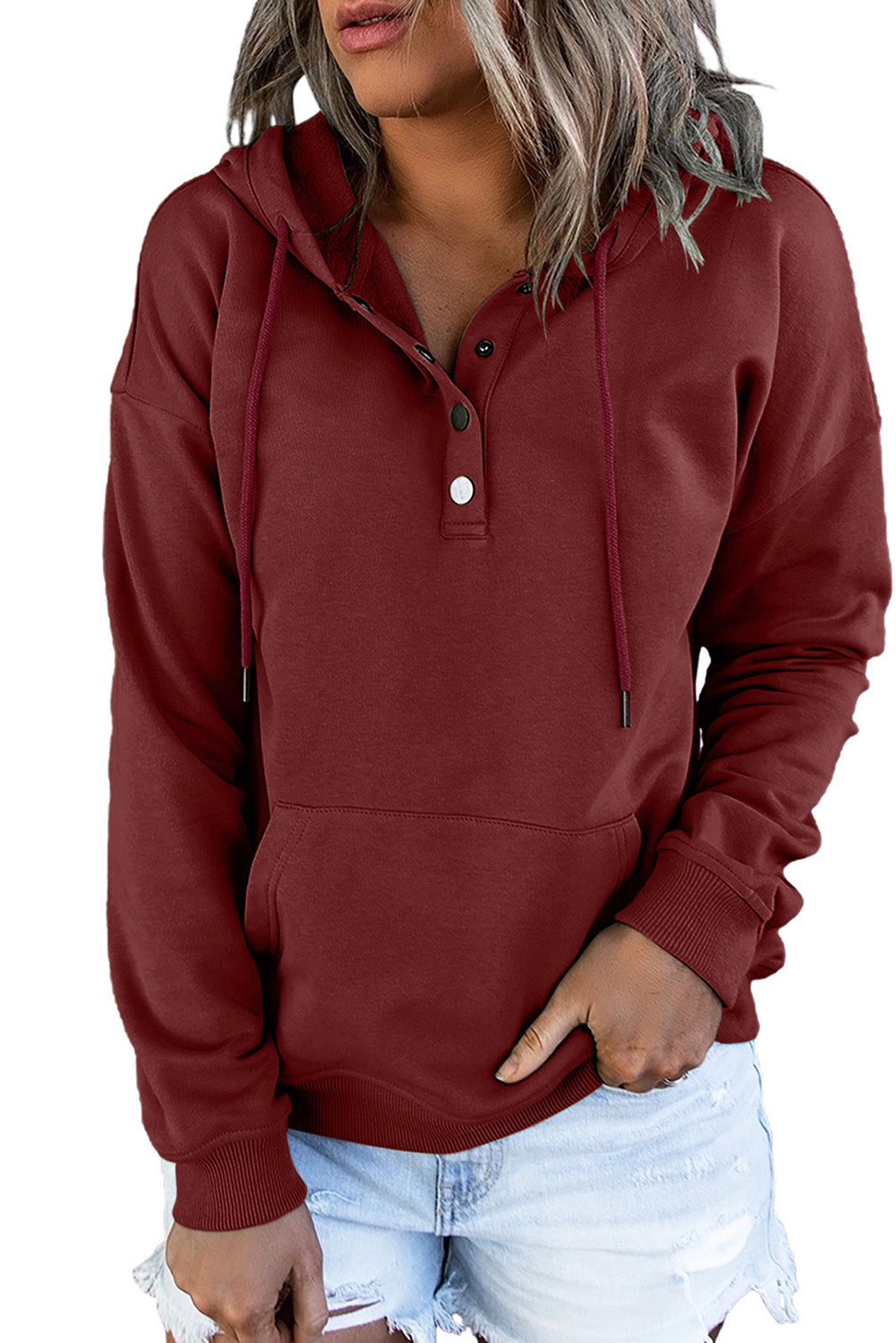 Sweat à capuche à boutons-pression avec poche