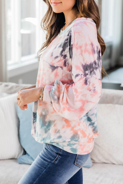 Haut à manches longues multicolore tie-dye