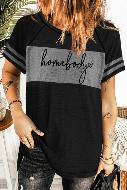 Camiseta con manga a rayas y bloques de color