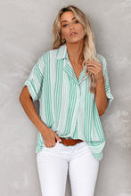 Loose Button Back Striped Blouse