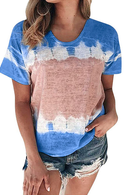 Camiseta con estampado de bloques de color teñido anudado