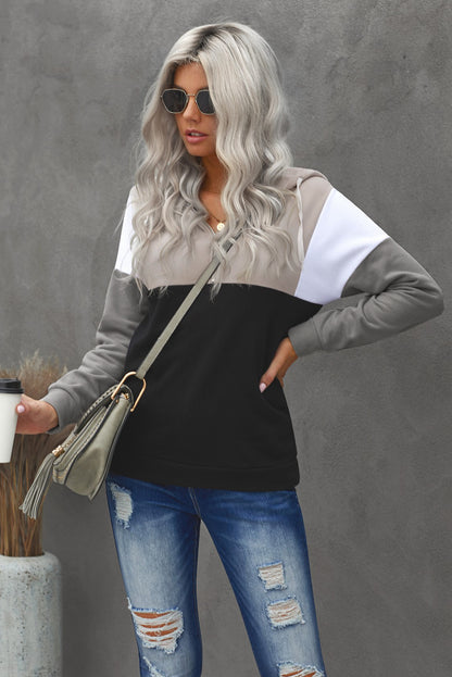 Sweat à capuche zippé colorblock