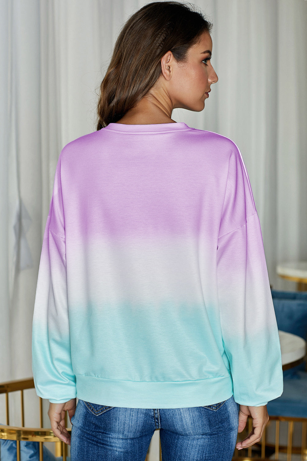 Color Block Tie Dye Pullover Sweatshirt