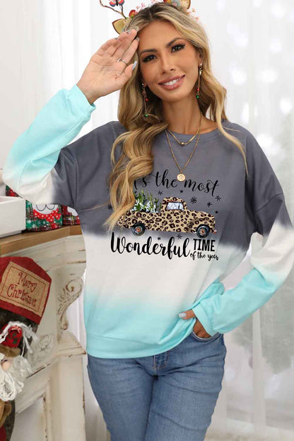 Color Block Tie Dye Pullover Sweatshirt