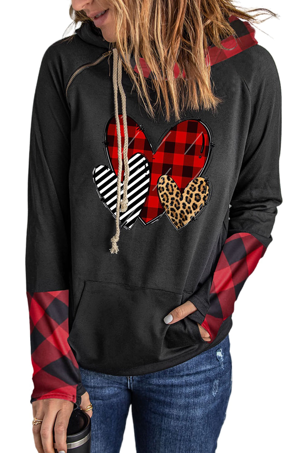 Sweat à capuche avec trou pour le pouce Double Hoods