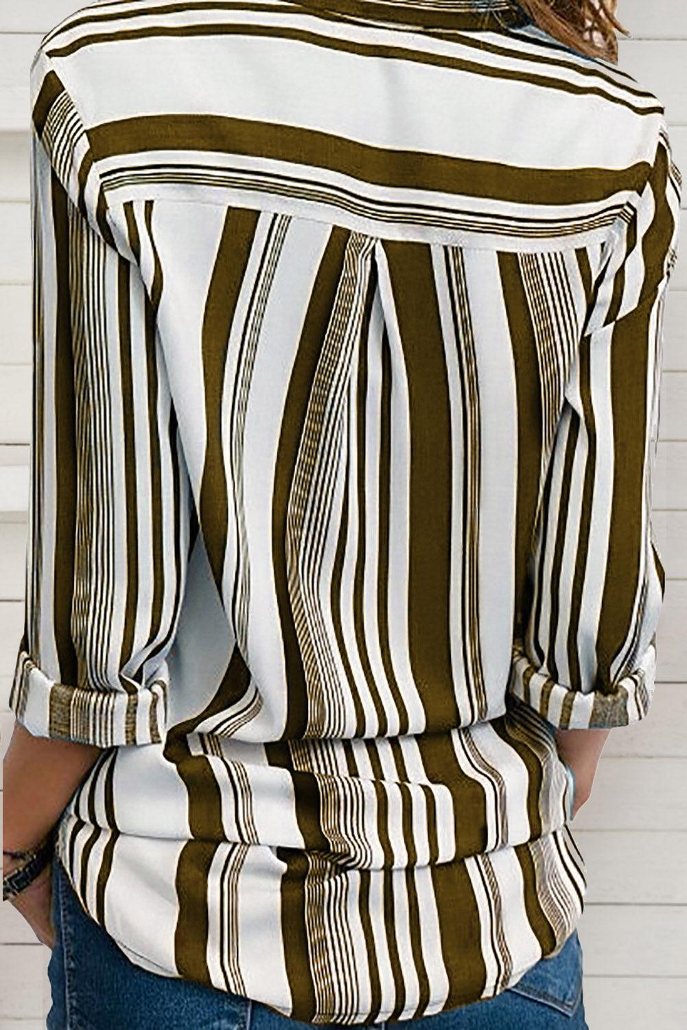 Blue Striped Modern Women Shirt - HannaBanna Clothing