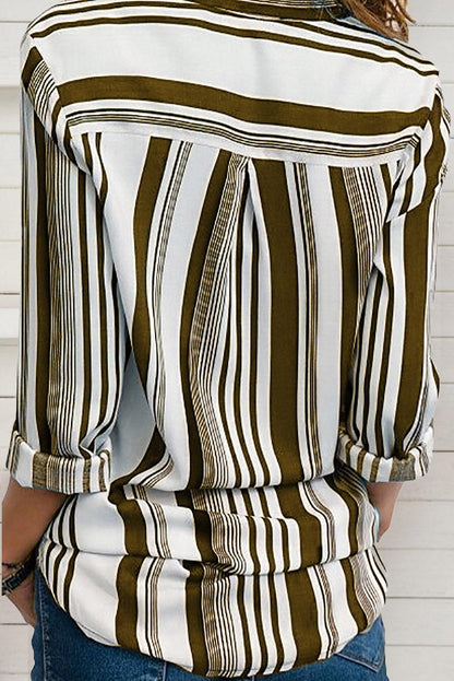 Blue Striped Modern Women Shirt - HannaBanna Clothing