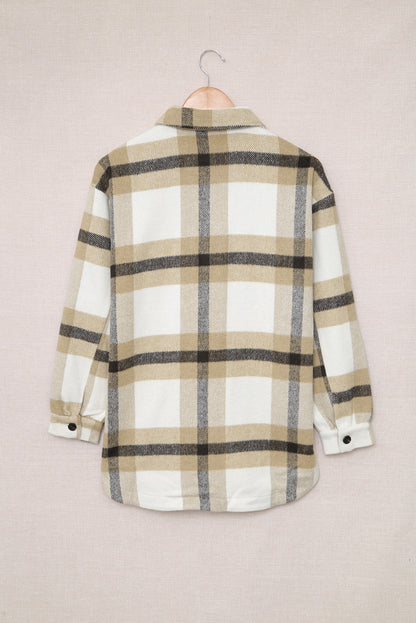 Veste à carreaux avec poche pour femme