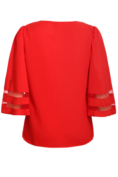 Flare Sleeve V Neck Loose Blouse