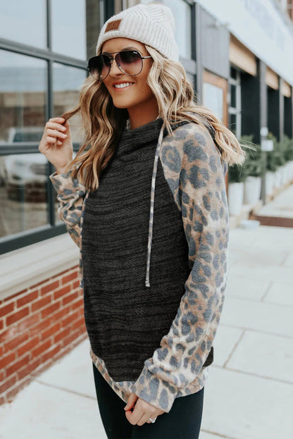 Brushed Leopard Contrast Hoodie