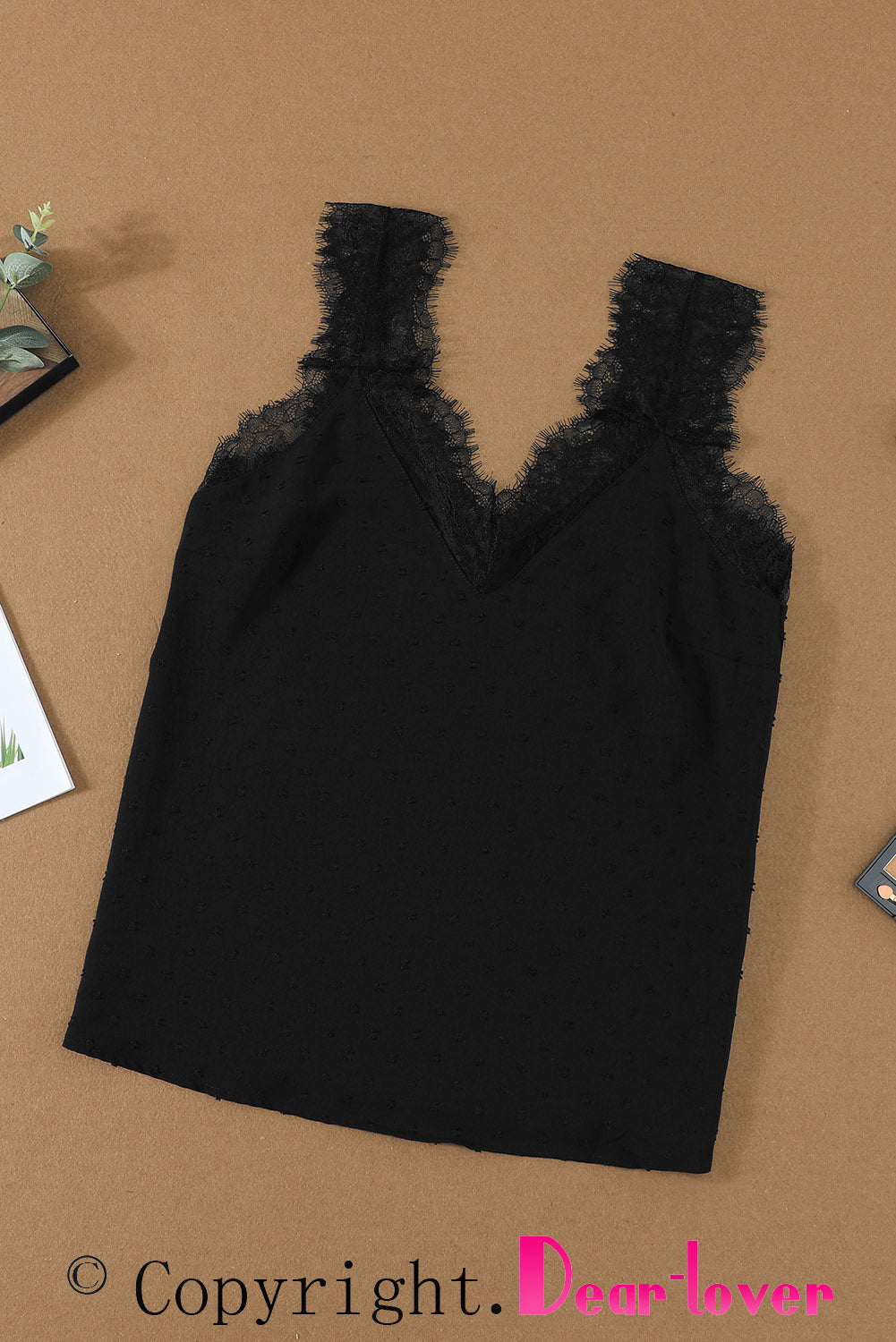 Débardeur camisole à col en V et cils