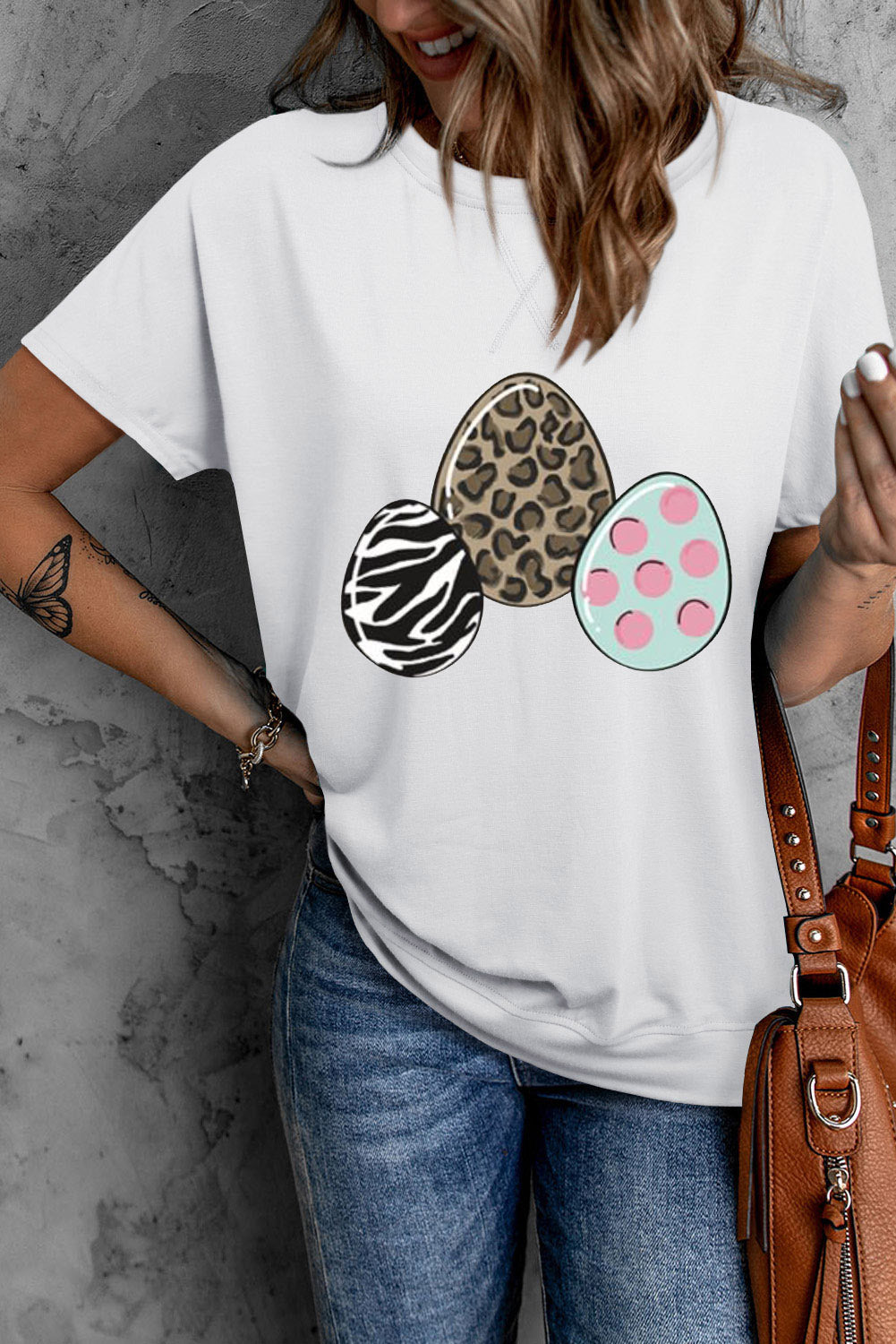 T-shirt uni à manches courtes et col rond 