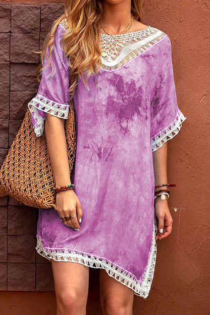 Vestido de playa teñido anudado a crochet 