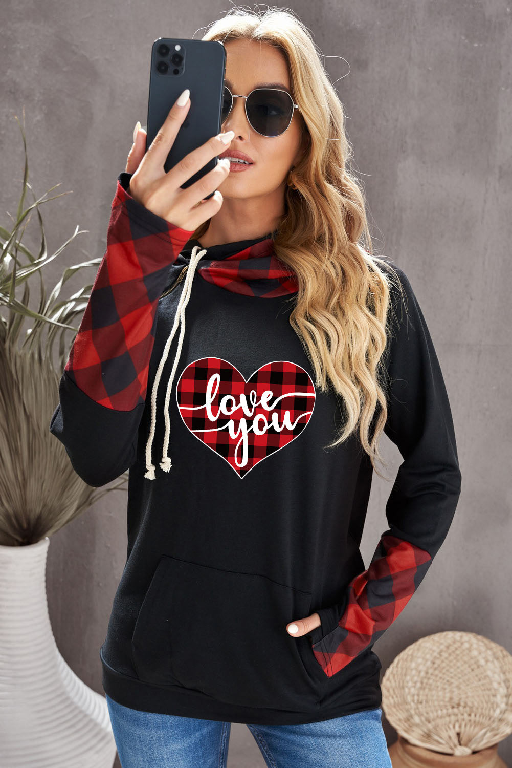 Sweat à capuche avec trou pour le pouce Double Hoods