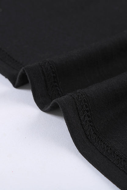 Distressed Crew Neck Leaves Pattern T-shirt