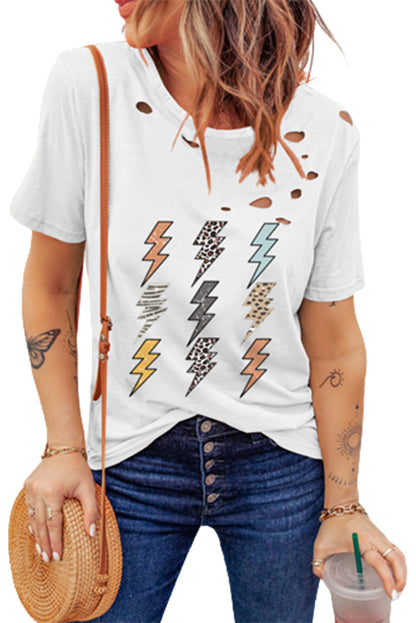 Camiseta mixta de algodón con cuello redondo y agujeros