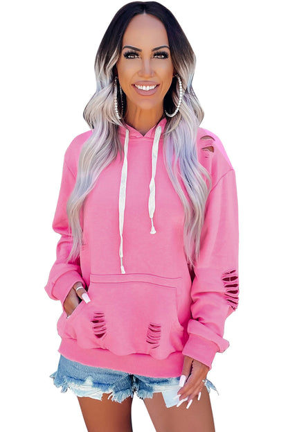 Sweat à capuche à cordon de serrage usé et usé