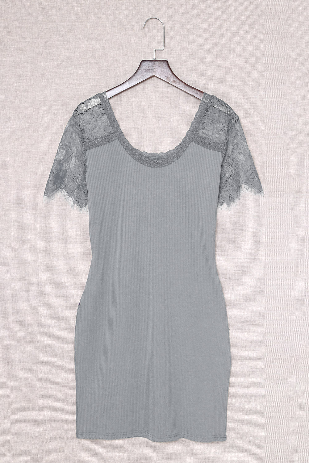 Lace Sleeve Ribbed Bodycon Dress