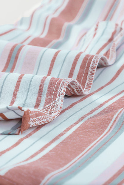 Chemise boutonnée rayée à poches et fentes 