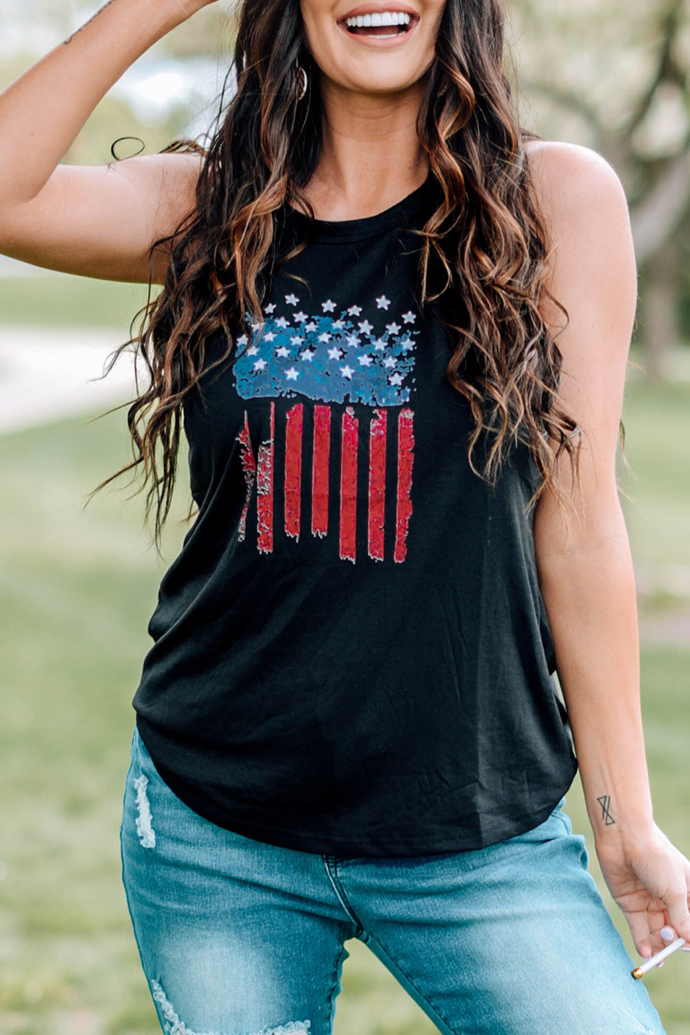 Solid Color Crew Neck Tank Top