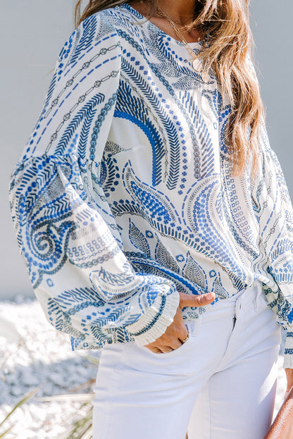 Haut imprimé à manches lanternes