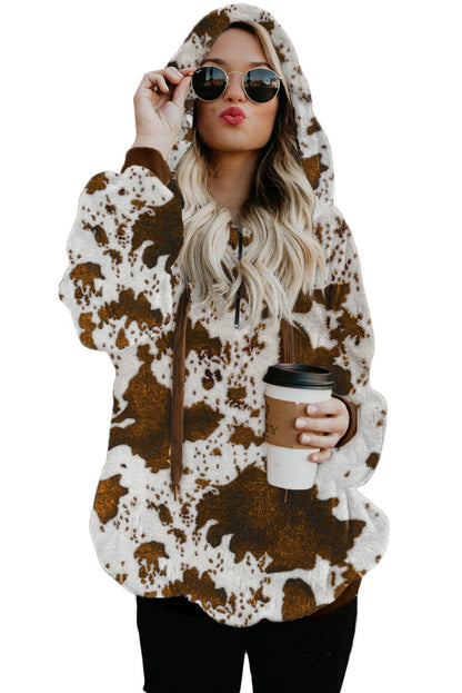 Camo Print Warm Furry Pullover Hoodie