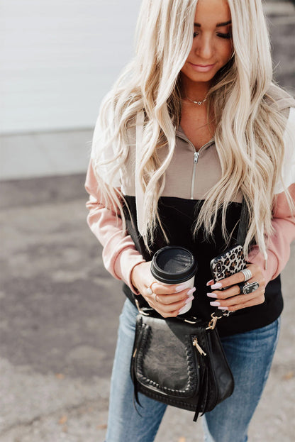 Sweat à capuche zippé colorblock