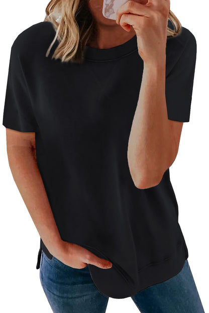 T-shirt uni à manches courtes et col rond 