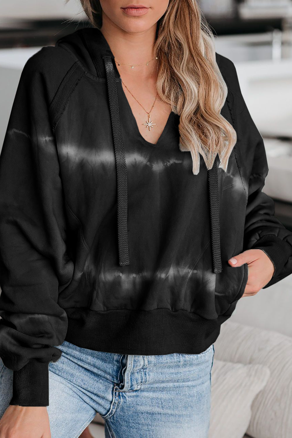 Sudadera tie-dye con bolsillo en algodón