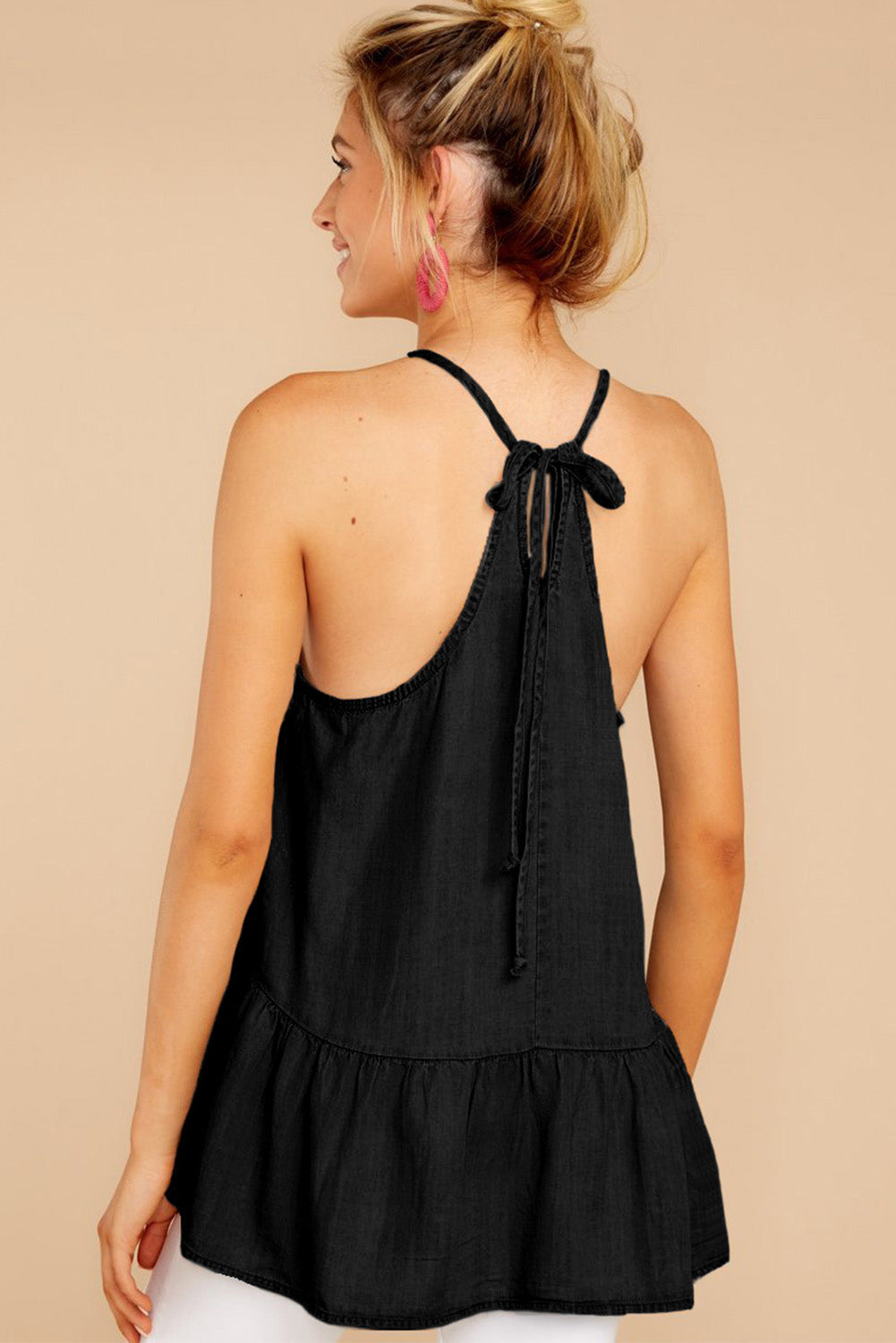 Spaghetti Straps Peplum Tank
