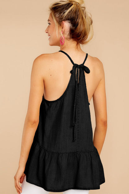 Spaghetti Straps Peplum Tank