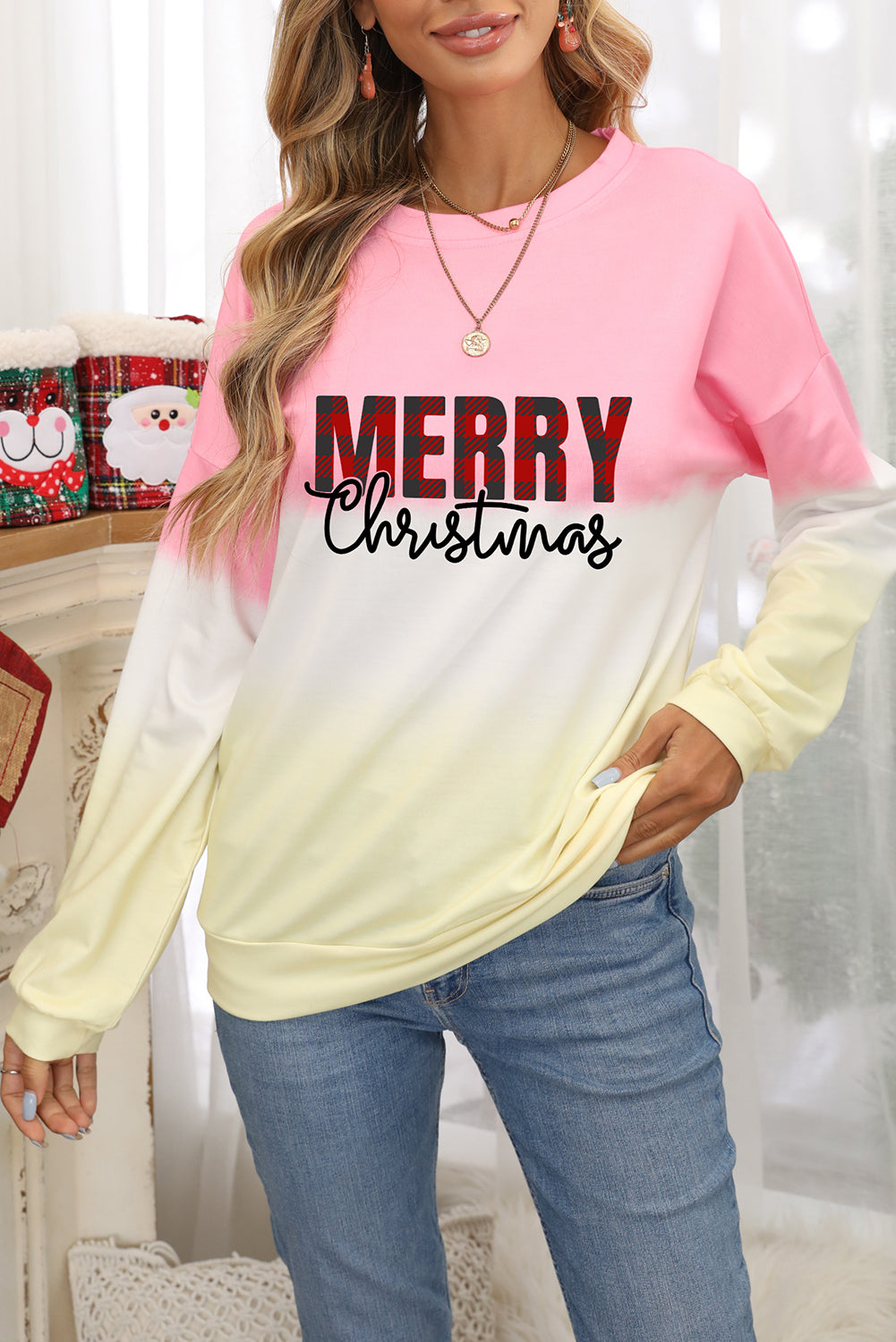 Color Block Tie Dye Pullover Sweatshirt