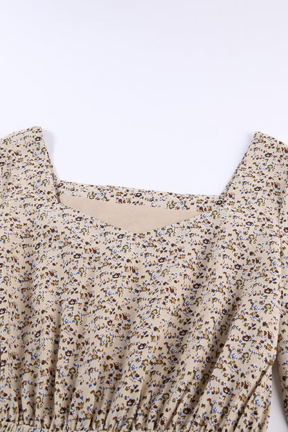 Graceful Elastic Waist Ruffled Floral Dress