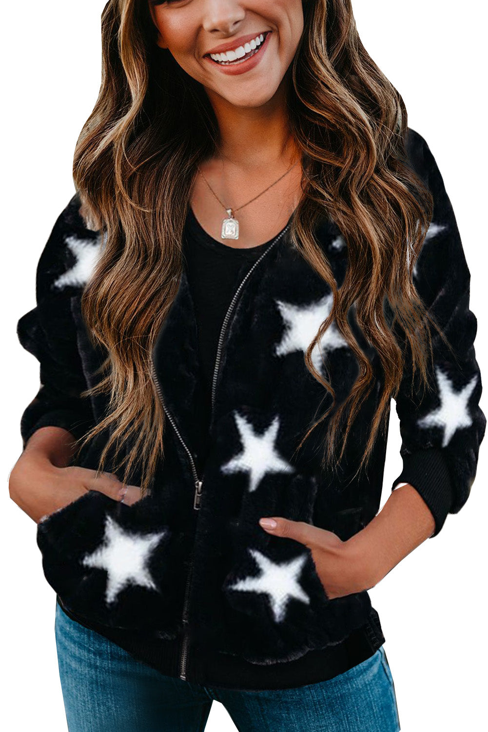 Manteau polaire à capuche et poches zippées à imprimé camouflage 