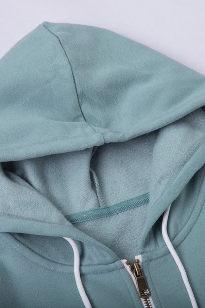 Sweat à capuche à manches longues et demi-fermeture éclair avec poche 