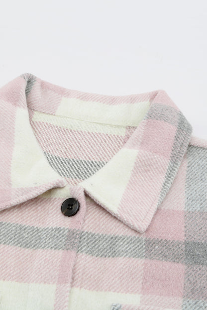 Veste à carreaux avec poche pour femme