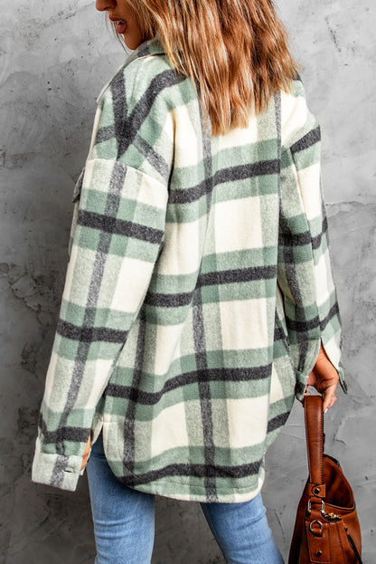 Veste à carreaux avec poche pour femme