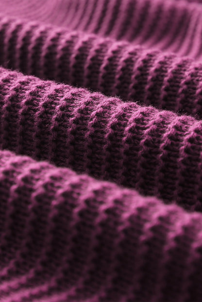 V Neck Ribbed Drop Shoulder Hooded Sweater