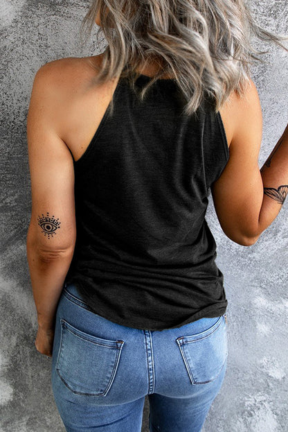 Solid Color Crew Neck Tank Top