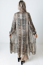 Snakeskin Print Ruffled Open Front Long Cover-up